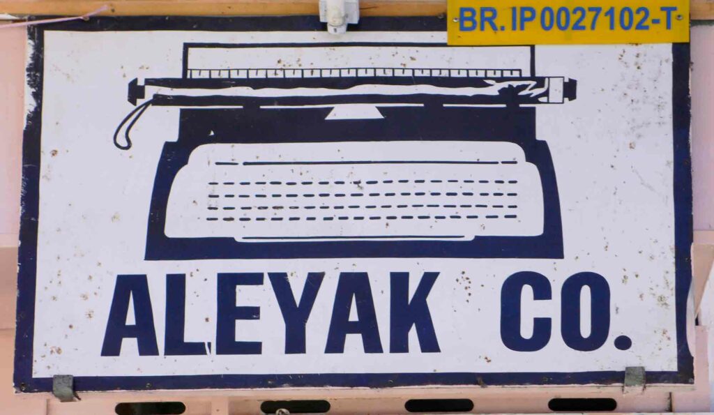Store sign with typewriter